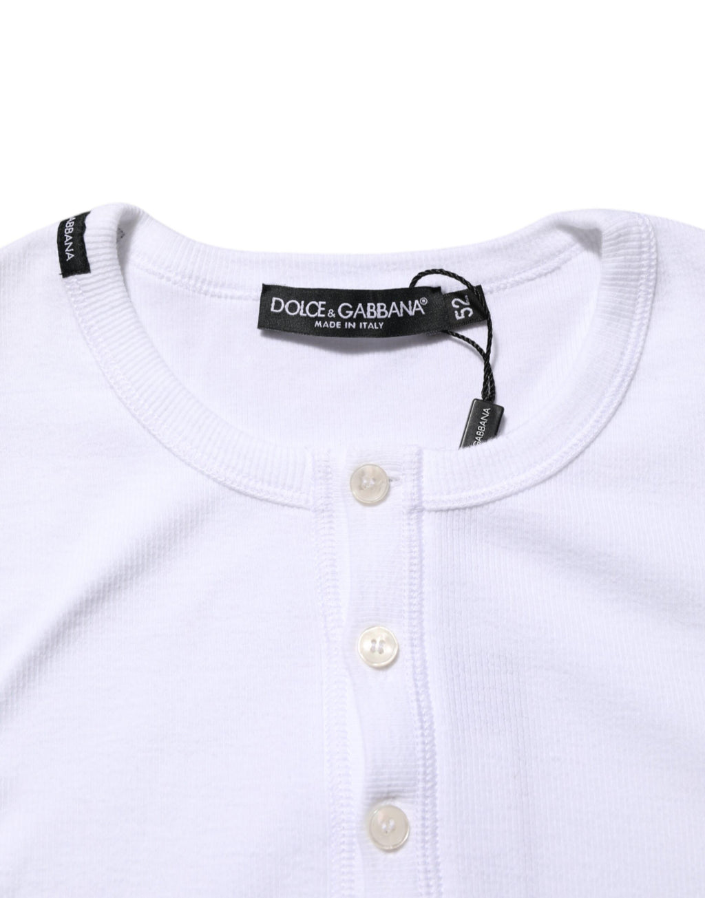 White Long Sleeves Button Closure T-shirt