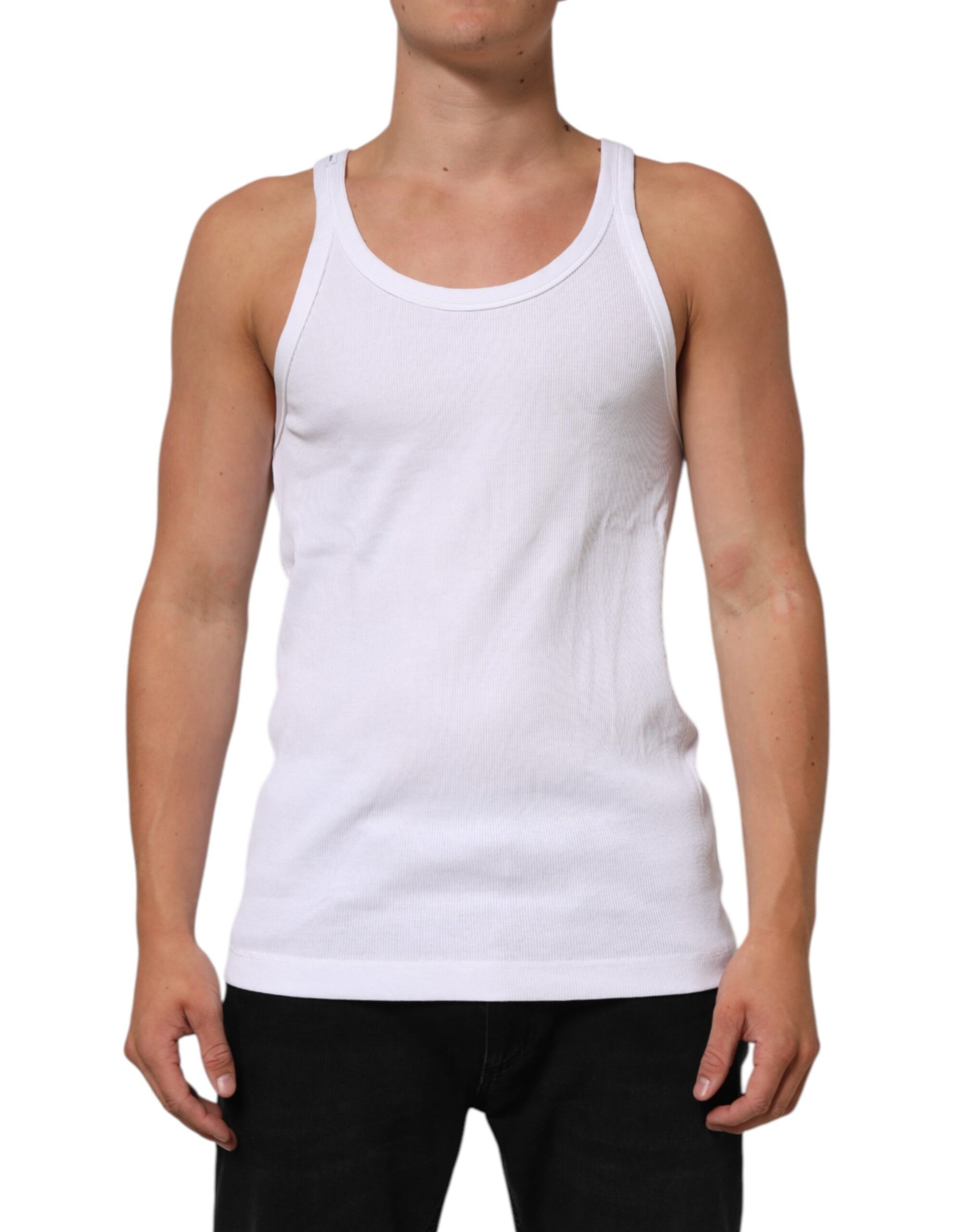 White Sleeveless Round Neck Tank T-shirt