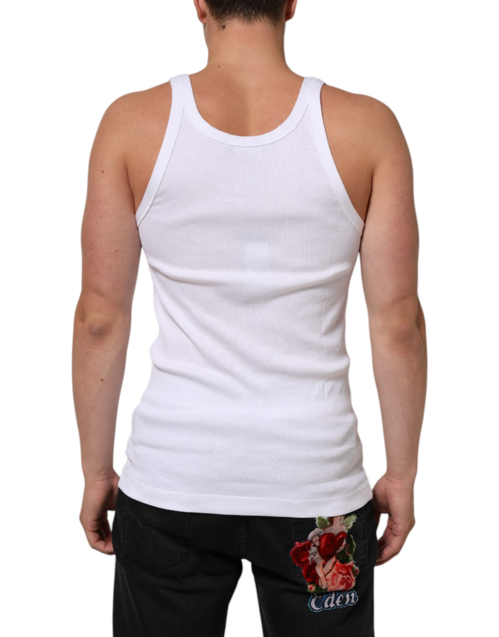 White Sleeveless Round Neck Tank Top T-shirt