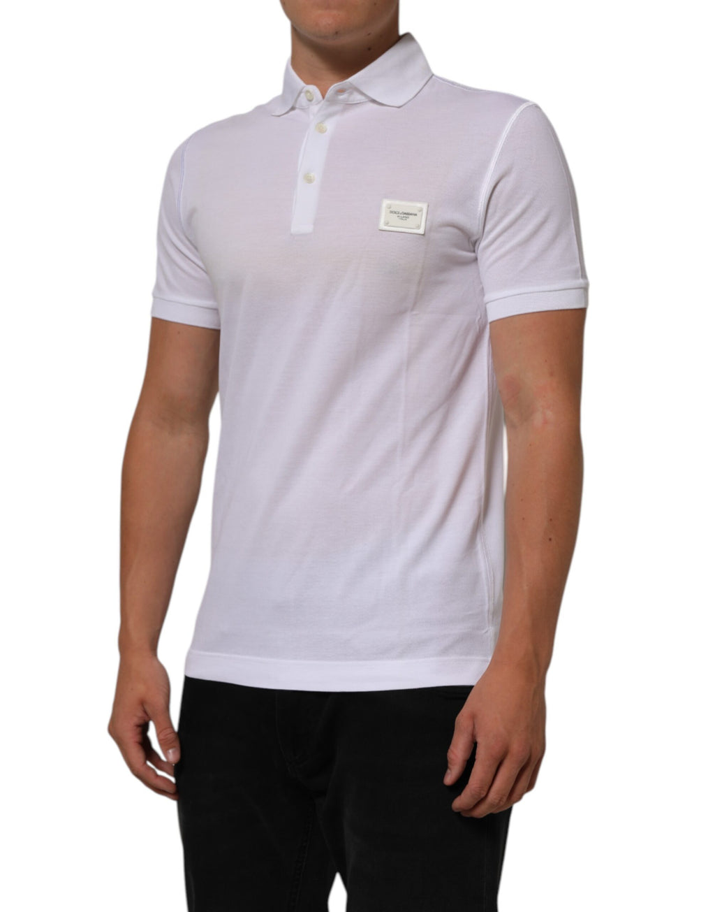 White Collared Short Sleeves Polo Men T-shirt