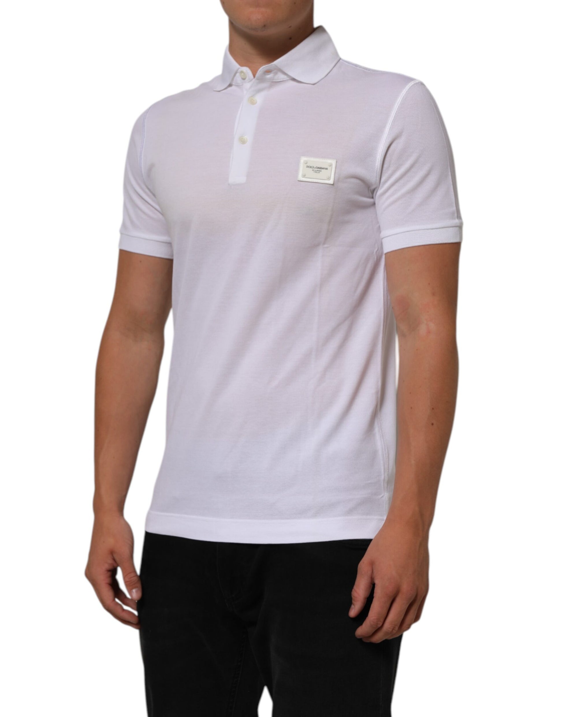 White Collared Short Sleeves Polo Men T-shirt