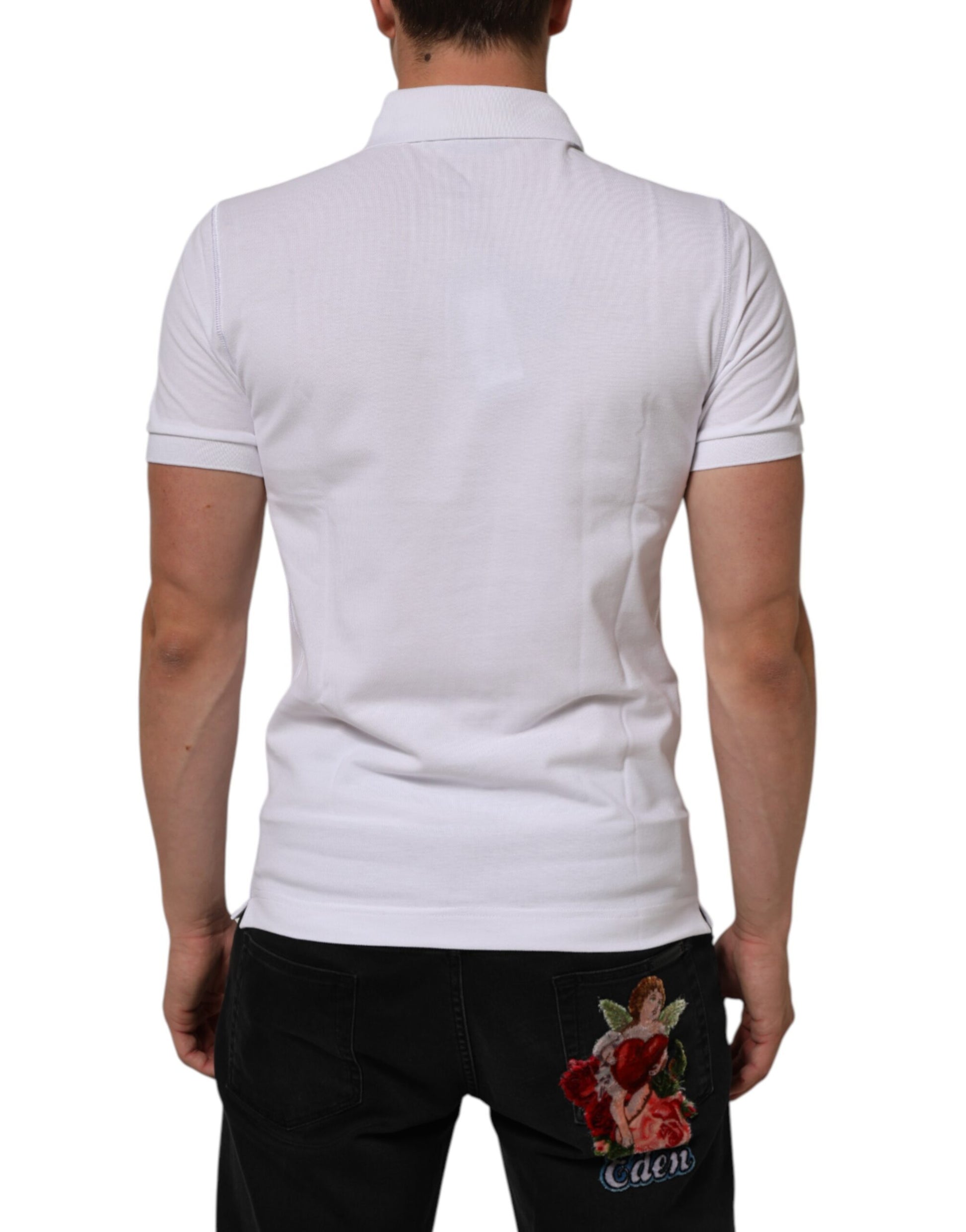 White Collared Short Sleeves Polo Men T-shirt