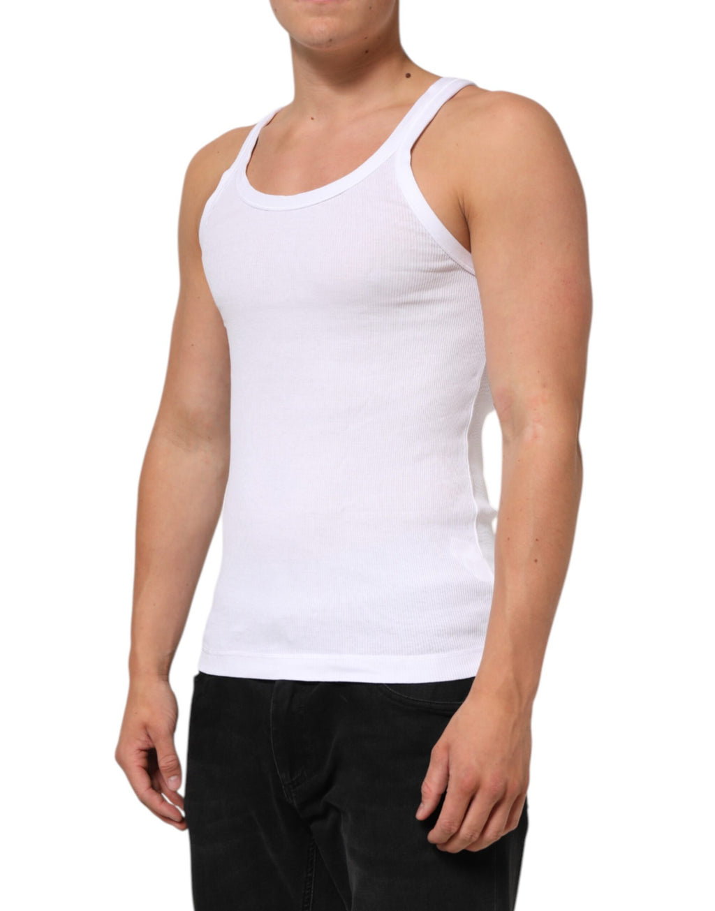 White Sleeveless Round Neck Tank Top T-shirt