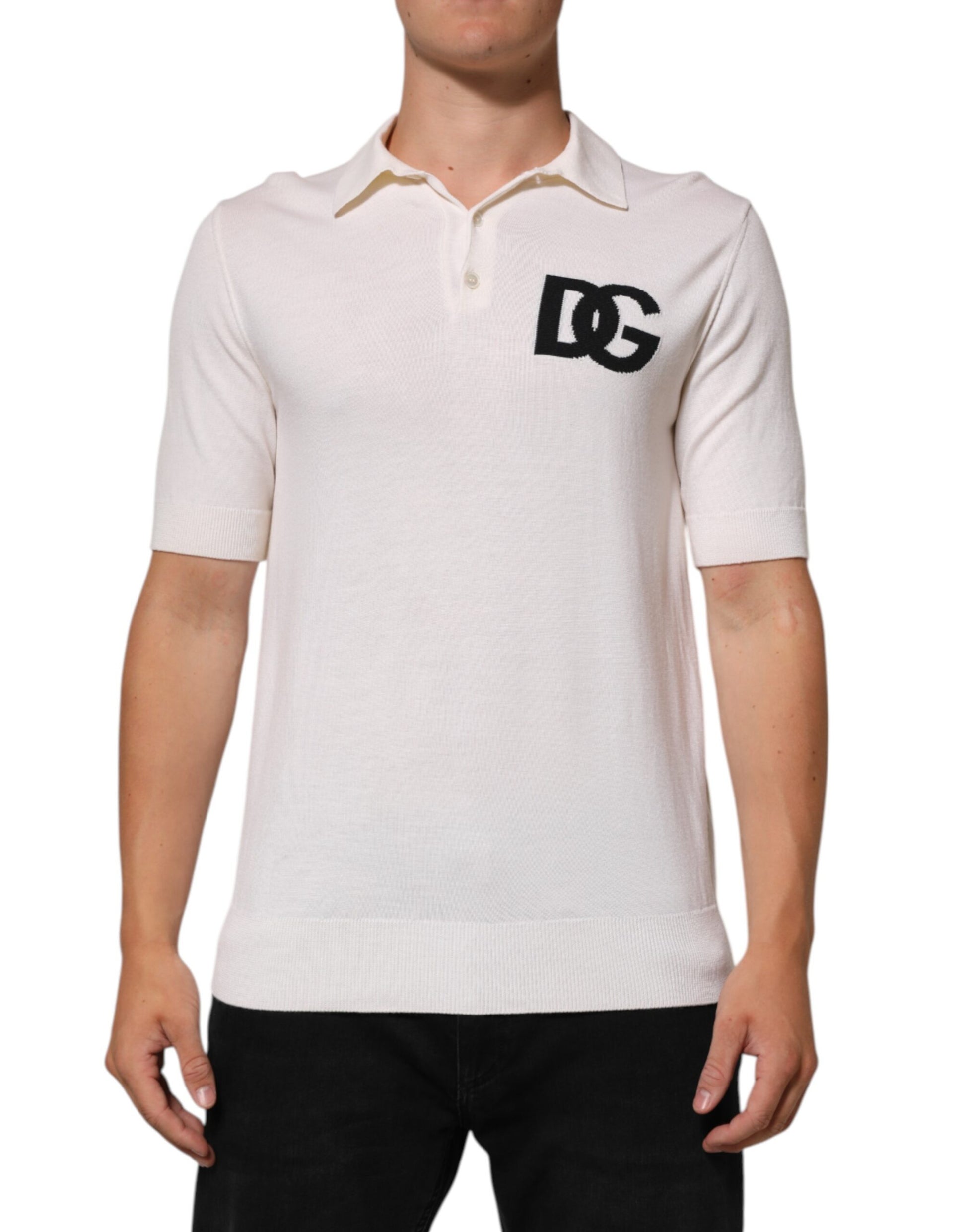 White Cotton Collared Short Sleeves T-shirt