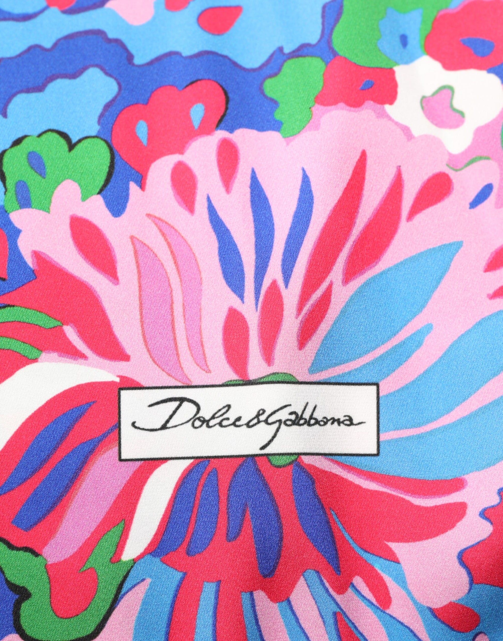 Multicolor Floral Print Silk Tunic Blouse Top