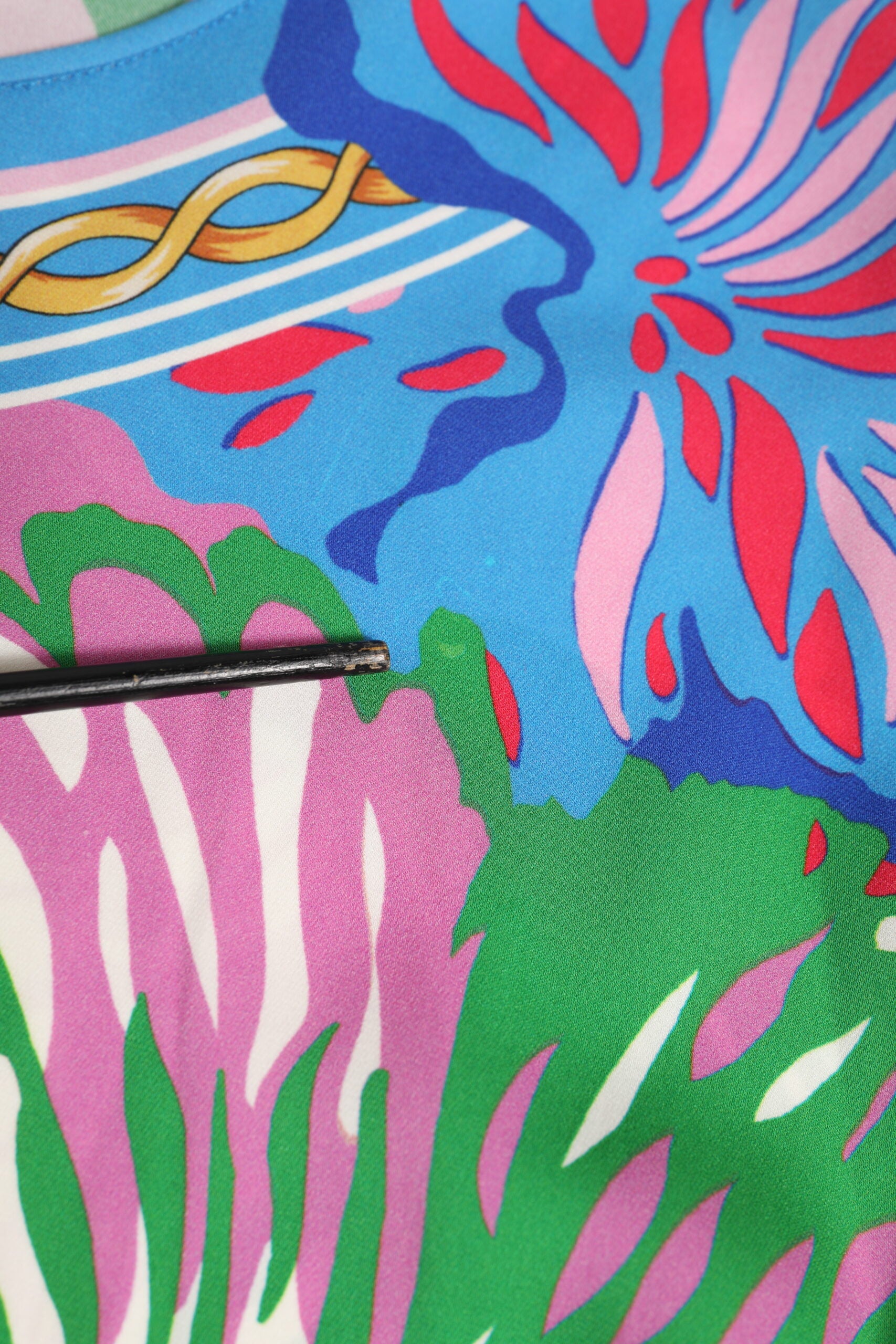 Multicolor Floral Print Silk Blouse Tunic Top