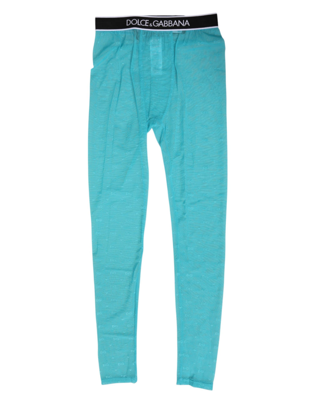 Light Blue Nylon Logo Lace Leggings Pants Underwear