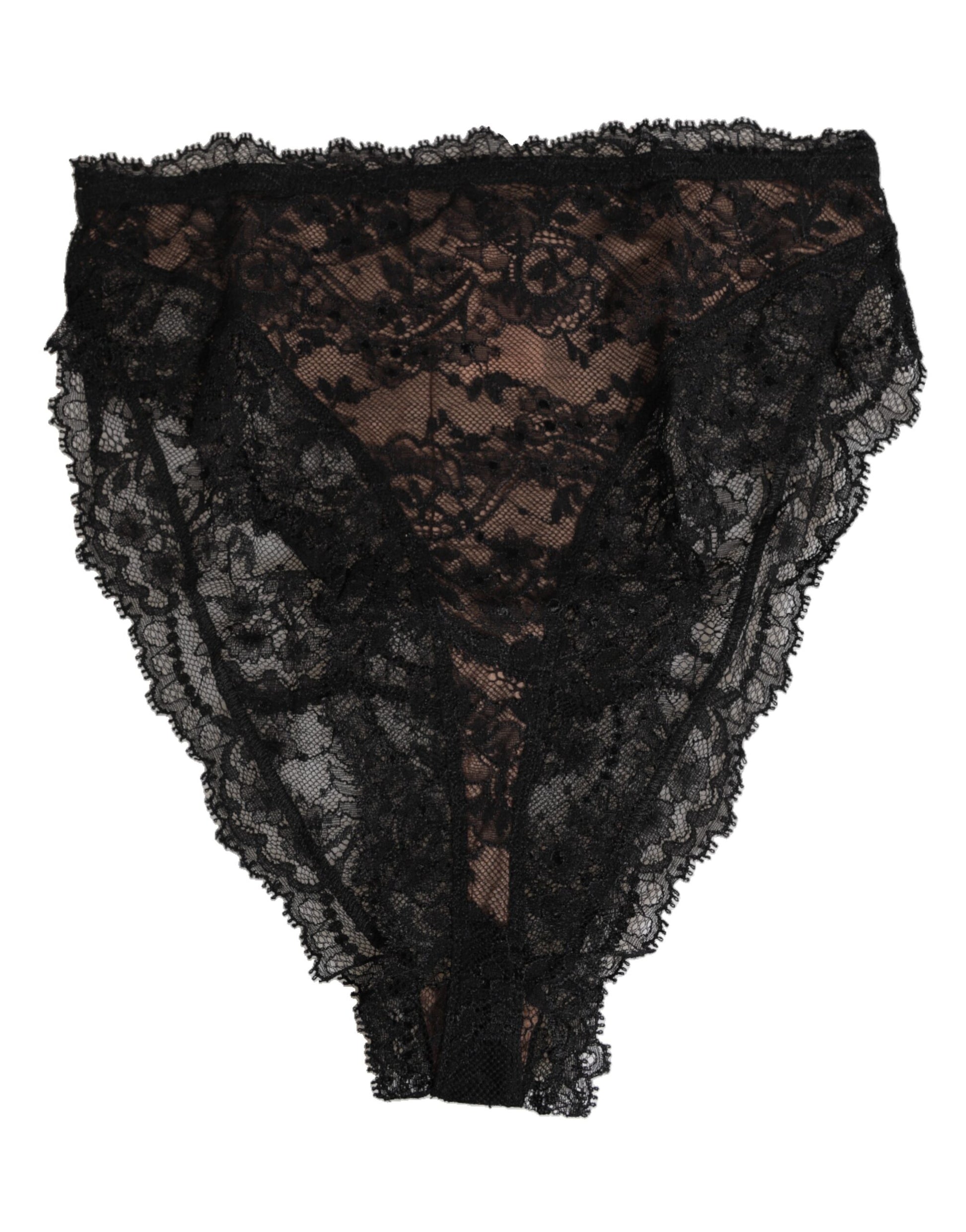 Black Floral Lace Mesh High Brief Panty  Underwear