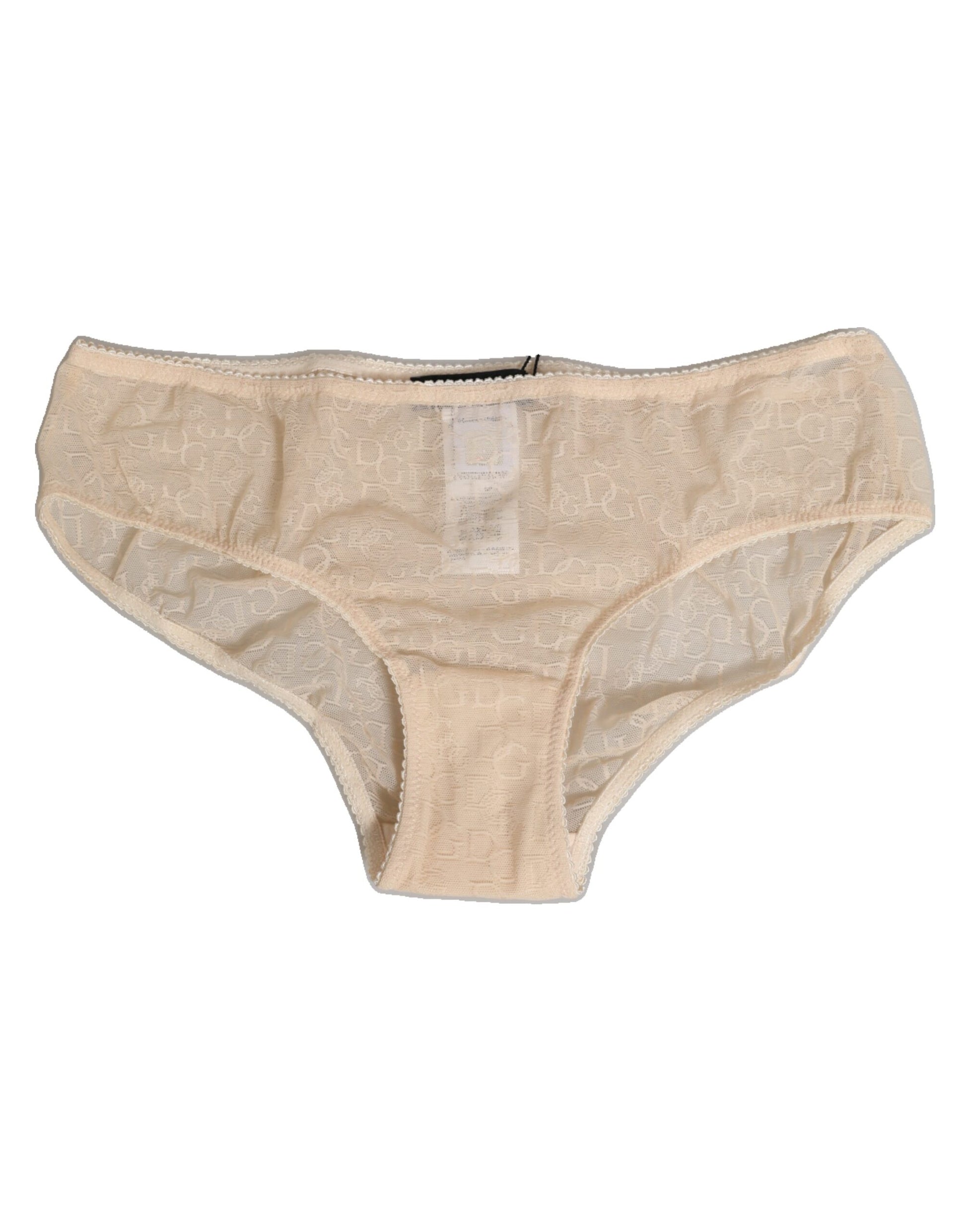 Beige DG Logo Lace Mid Waist Panty Underwear