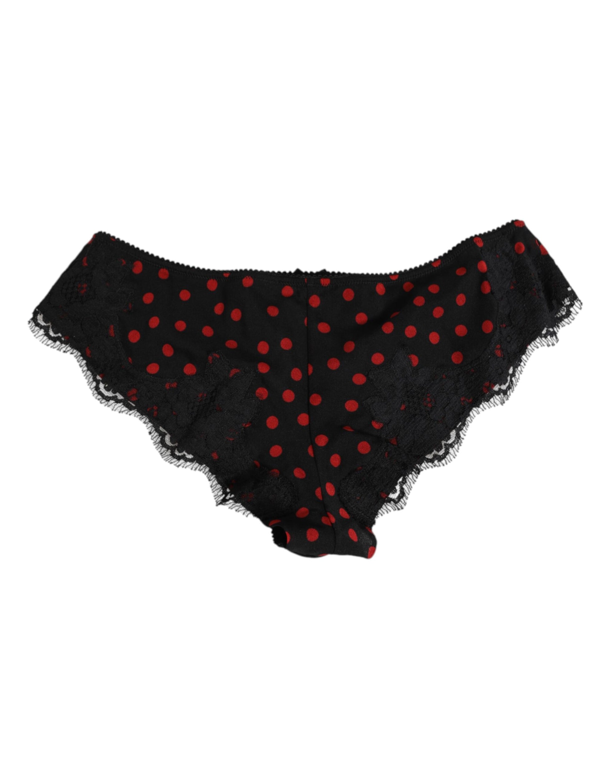 Black Polka Dotted Silk Low Waist Panty Underwear