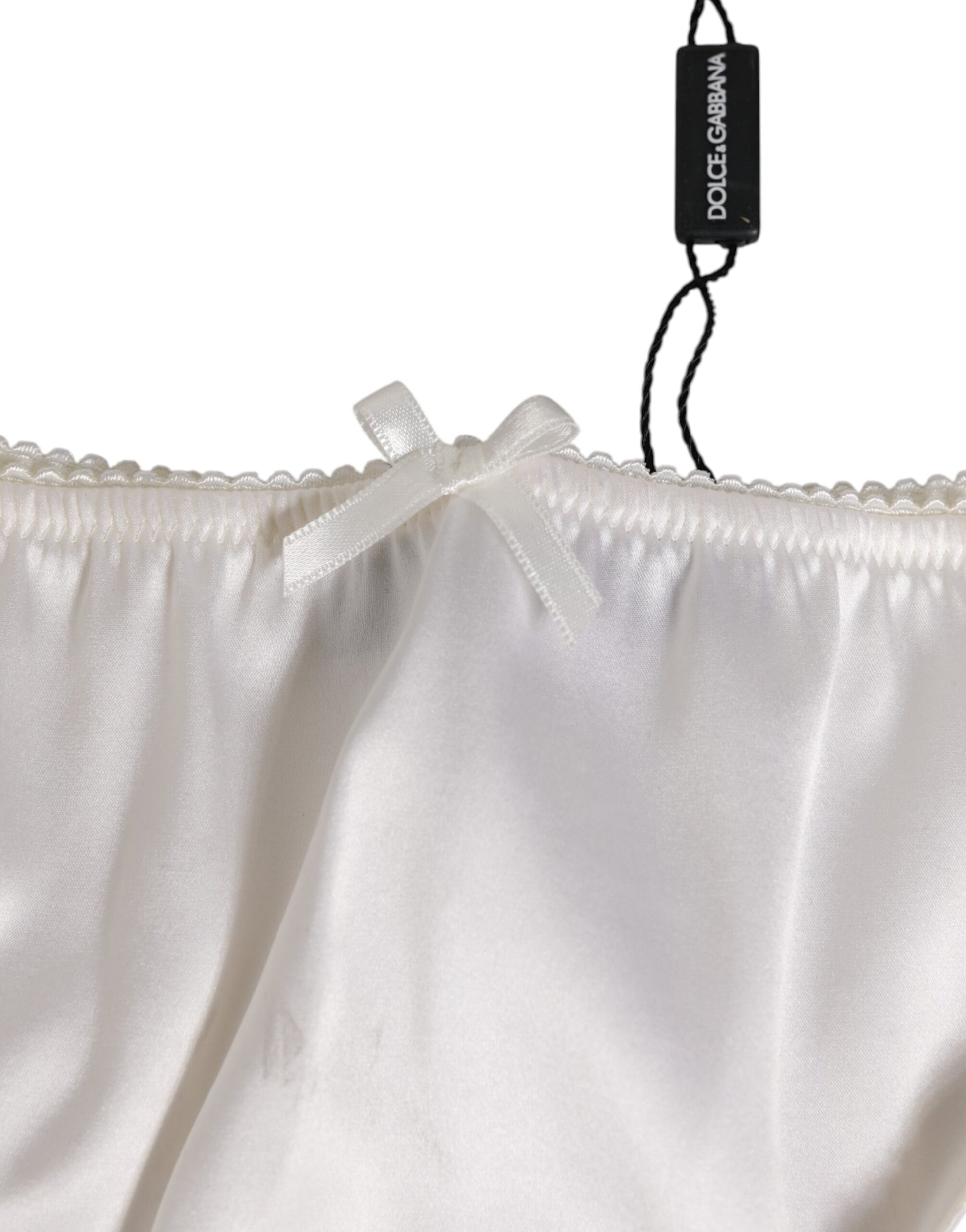 White Silk Satin Floral Lace Panty Brief Underwear