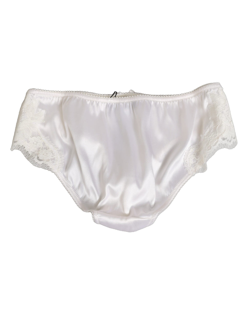 White Silk Satin Floral Lace Panty Brief Underwear