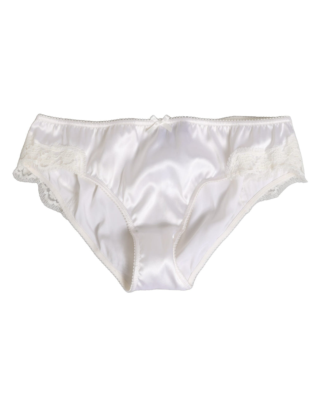White Silk Satin Floral Lace Panty Brief Underwear