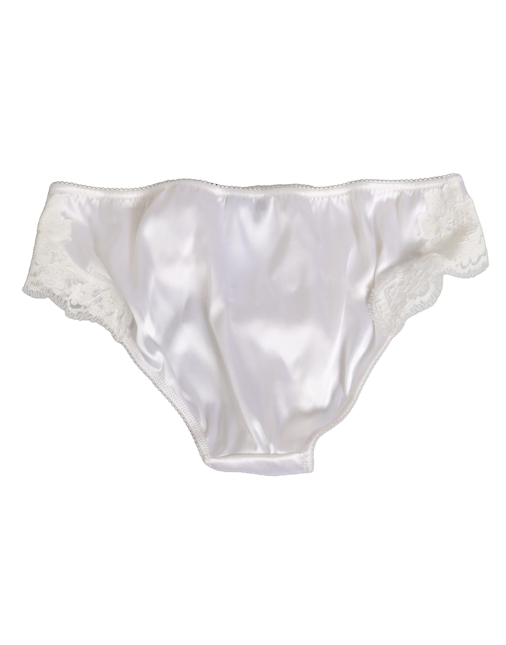 White Silk Satin Floral Lace Panty Brief Underwear
