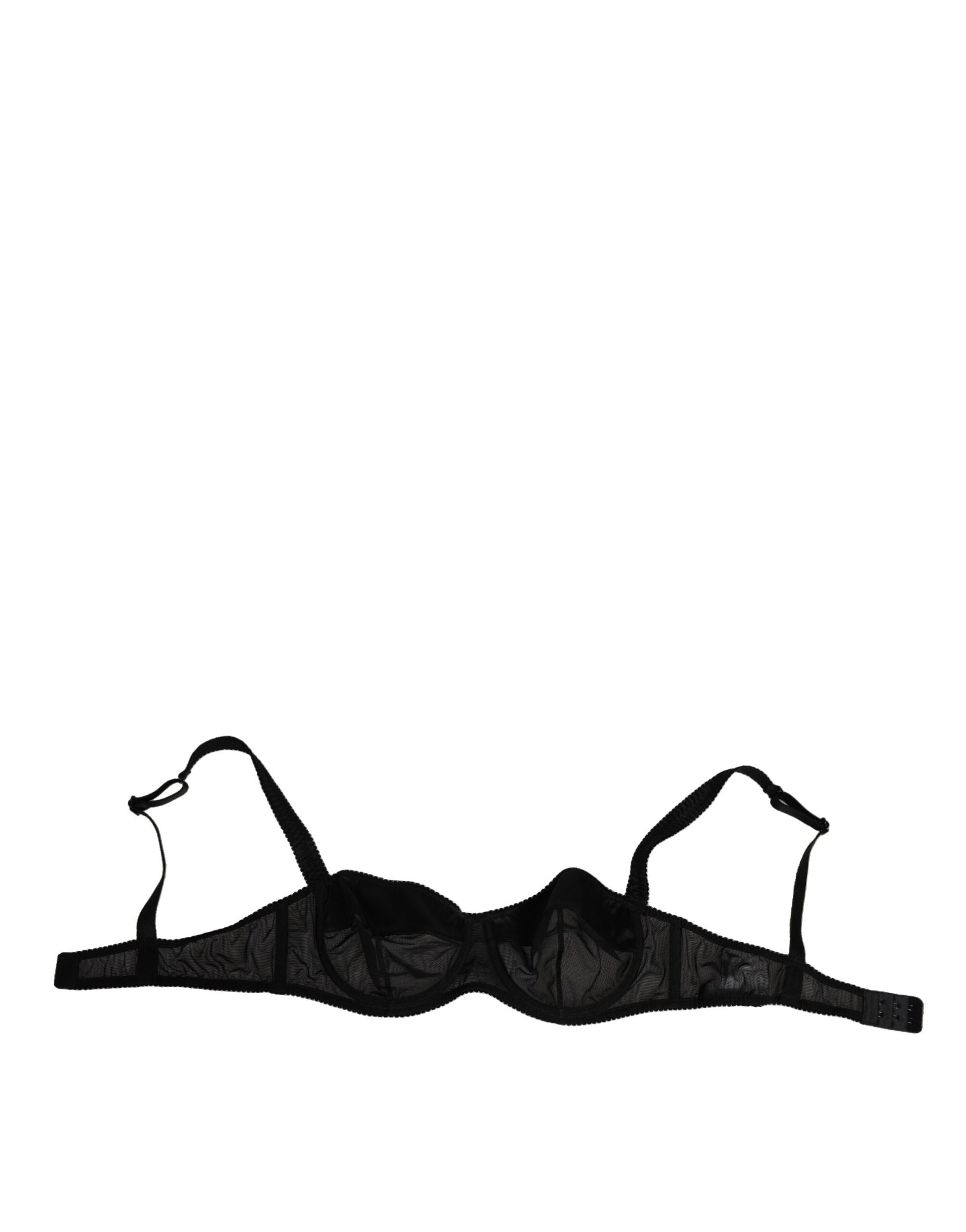 Black Nylon Underwired Balconette Bra Underwear