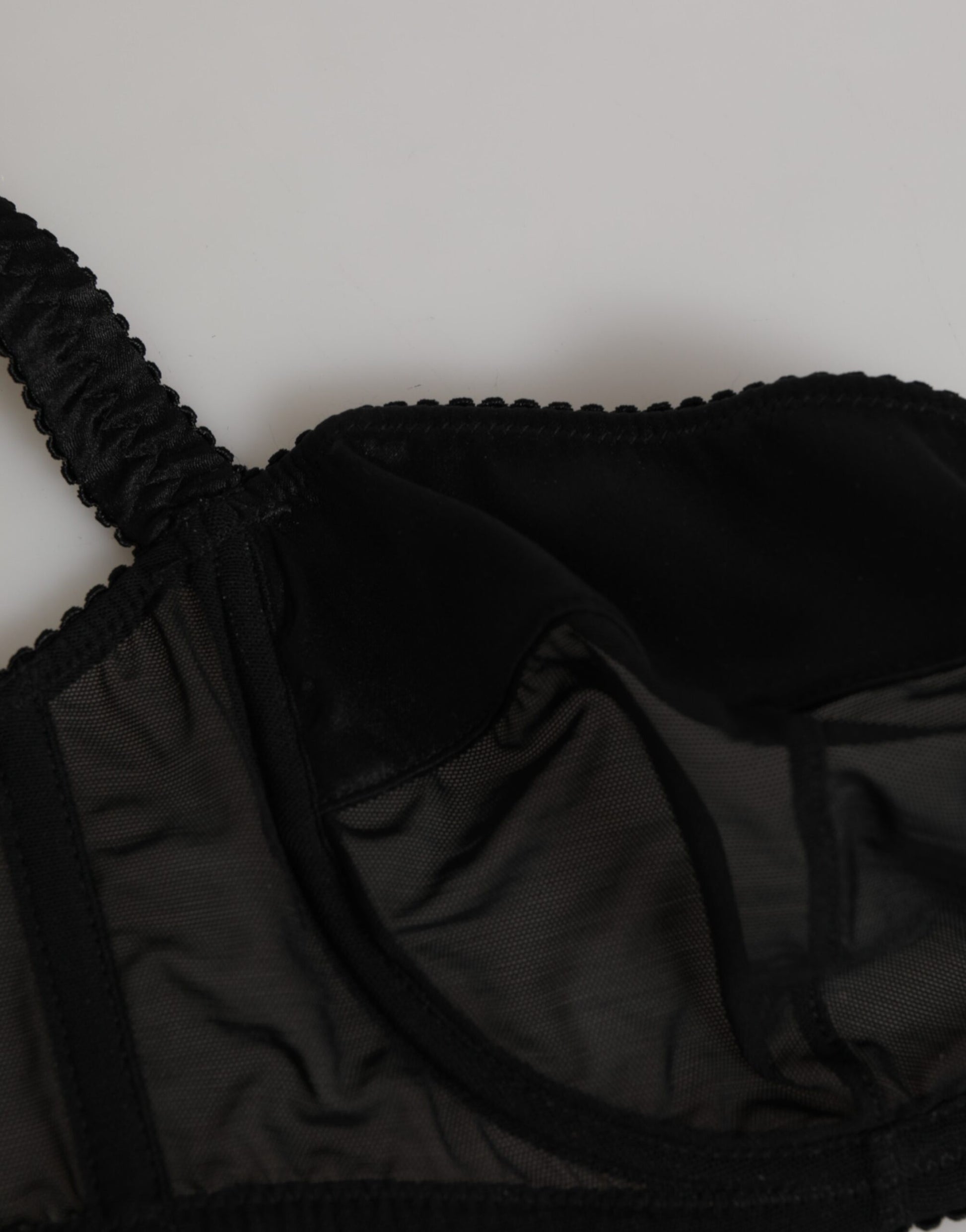 Black Nylon Underwired Balconette Bra Underwear