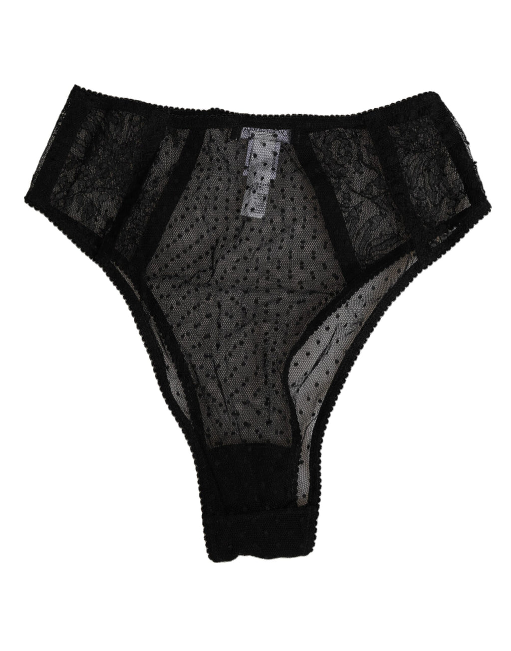 Black Lace Polka Dot Mesh High Waist Underwear