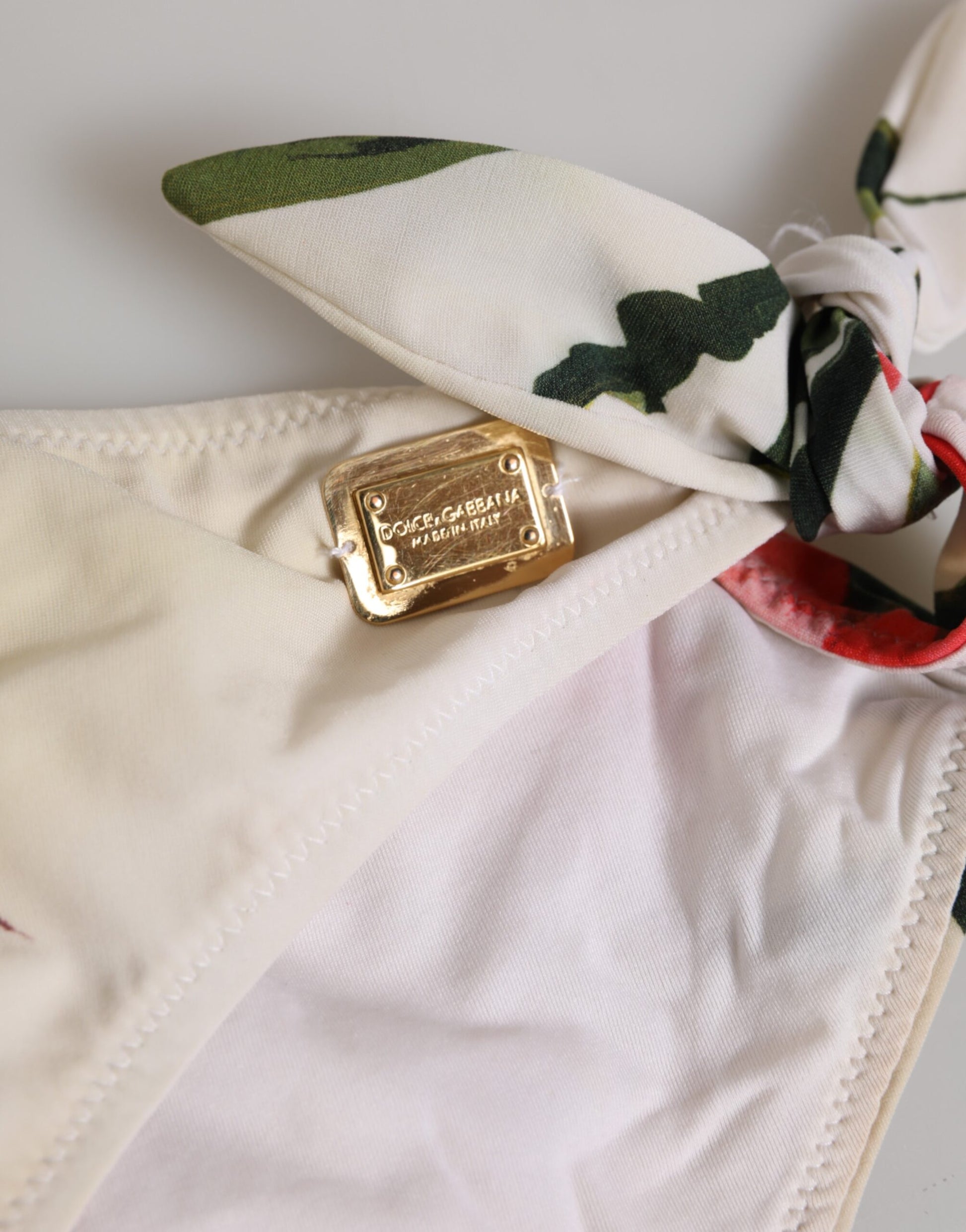 White Floral Swimsuit 2 Piece Top Bottom Swimwear