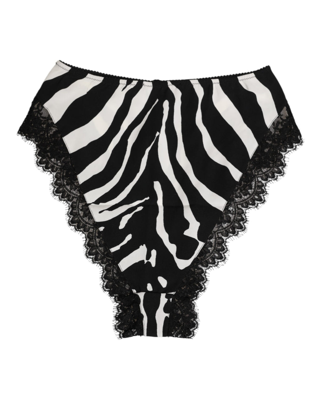 Black Silk Zebra Print Lace High Waist Underwear