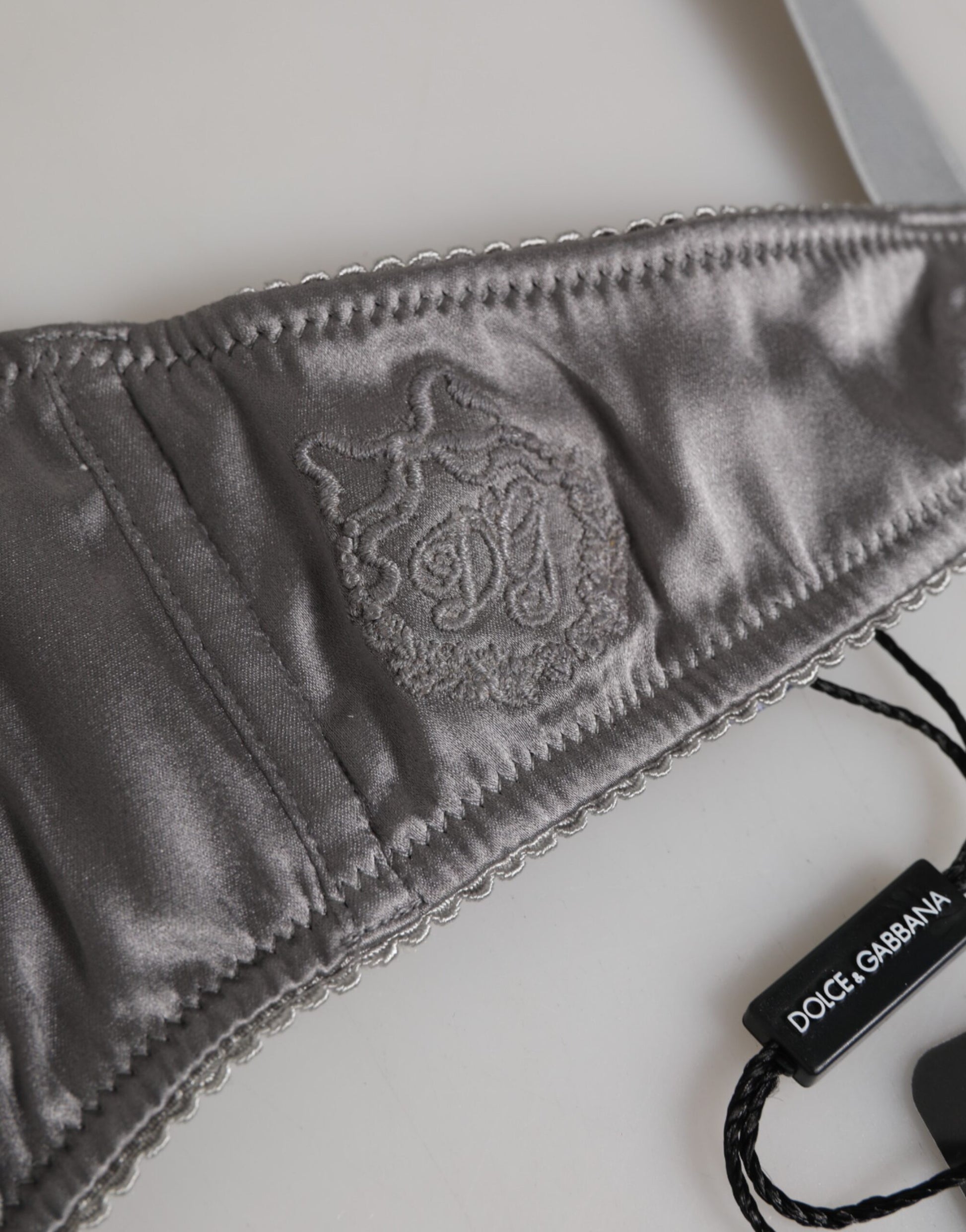 Gray Silk Underwired Balconette Bra Underwear