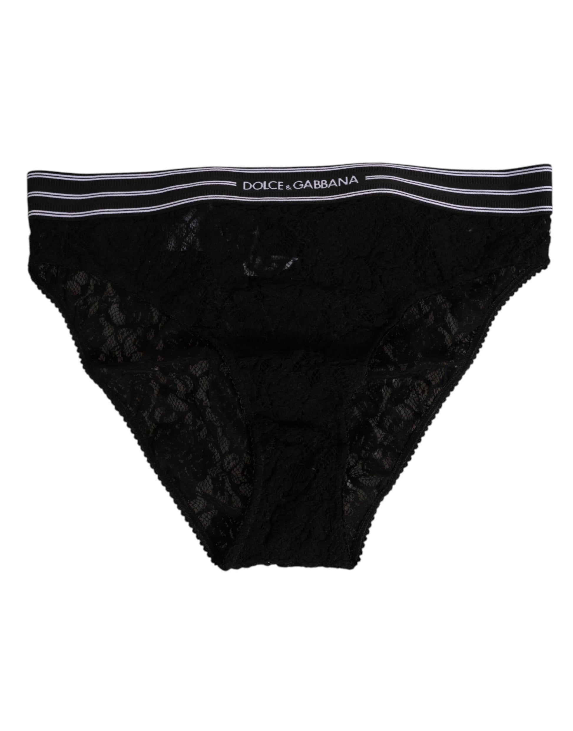 Black Lace Slip Brief Logo Waistband Underwear