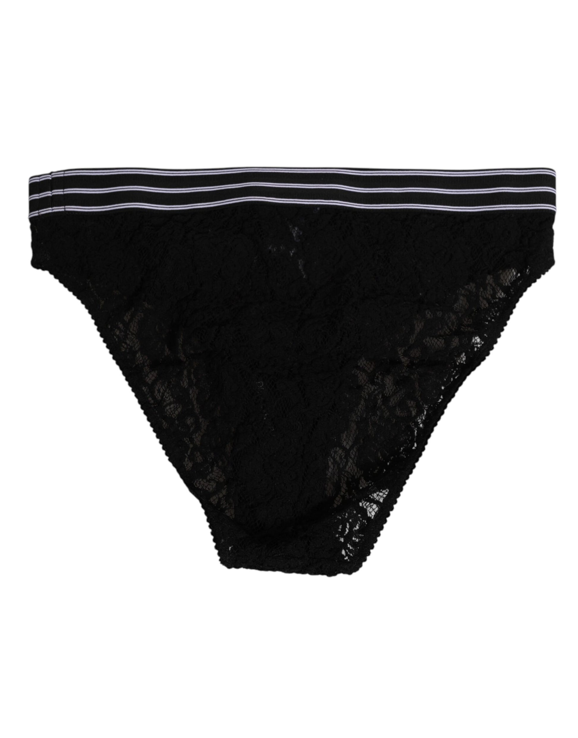 Black Lace Slip Brief Logo Waistband Underwear