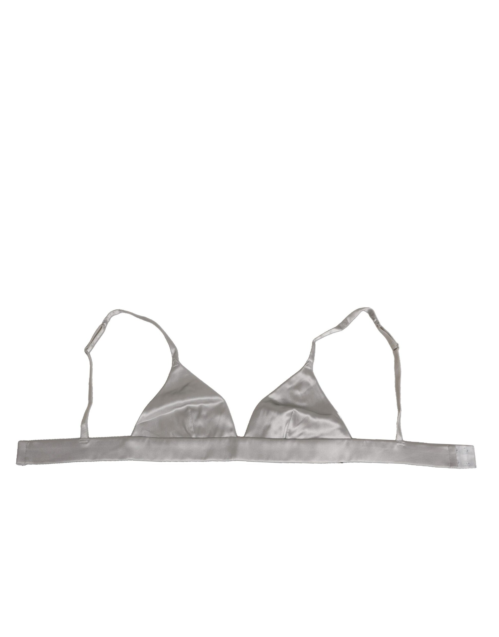 Gray Silk Satin Triangle Soft Cup Bra Underwear