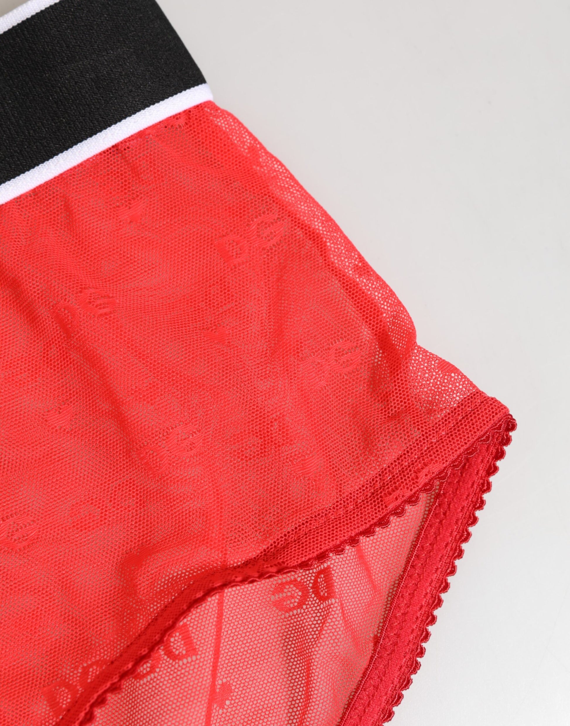 Red Nylon Logo Waistband Brief Panty Underwear