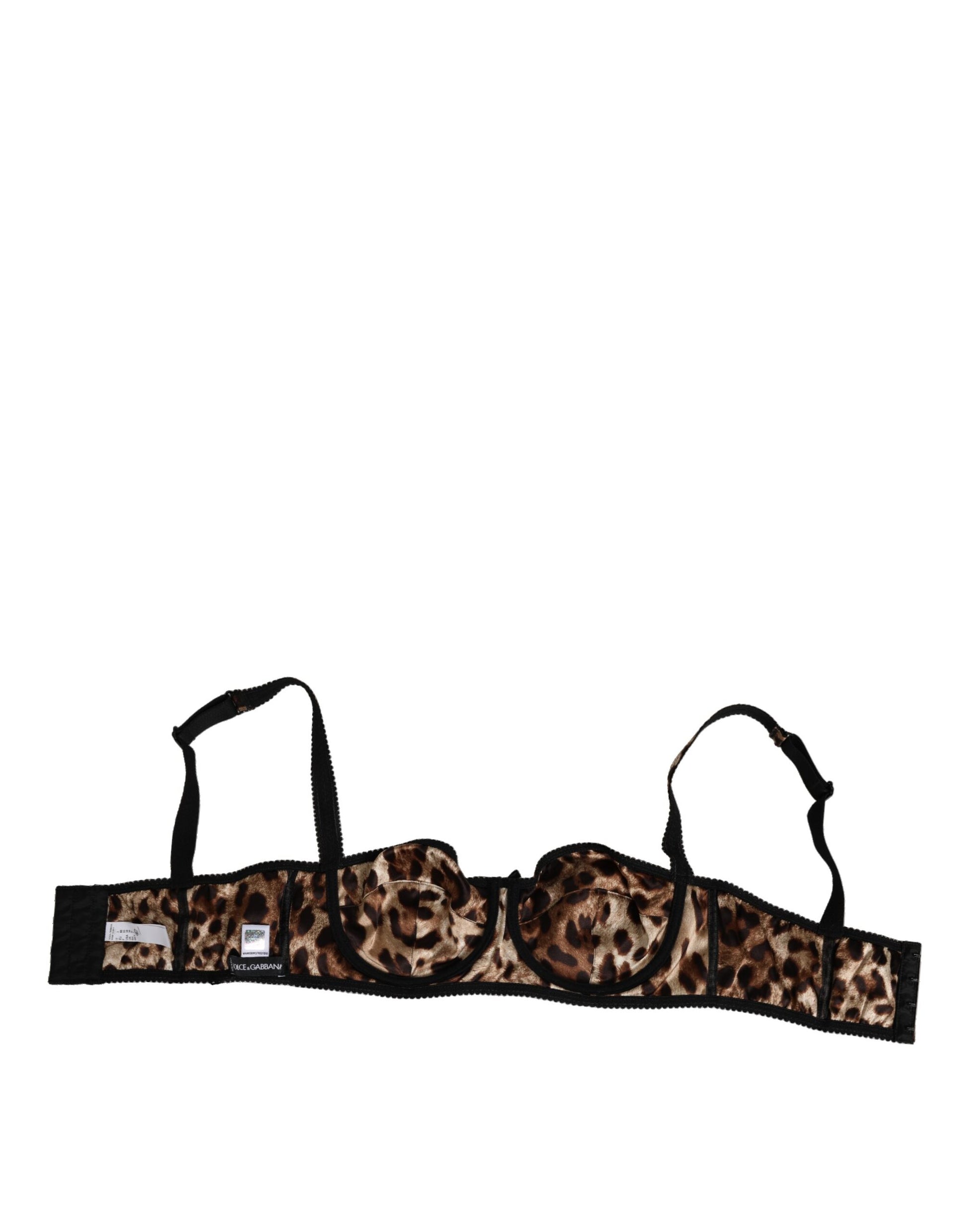 Brown Leopard Silk Balconnet Bra Underwear