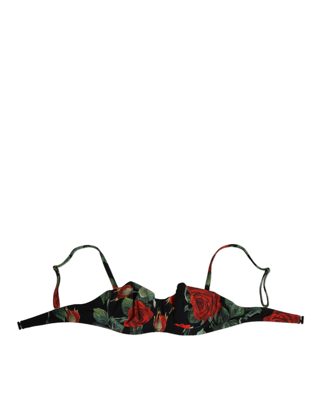 Black Floral Nylon Padded Balconnet Bra Underwear
