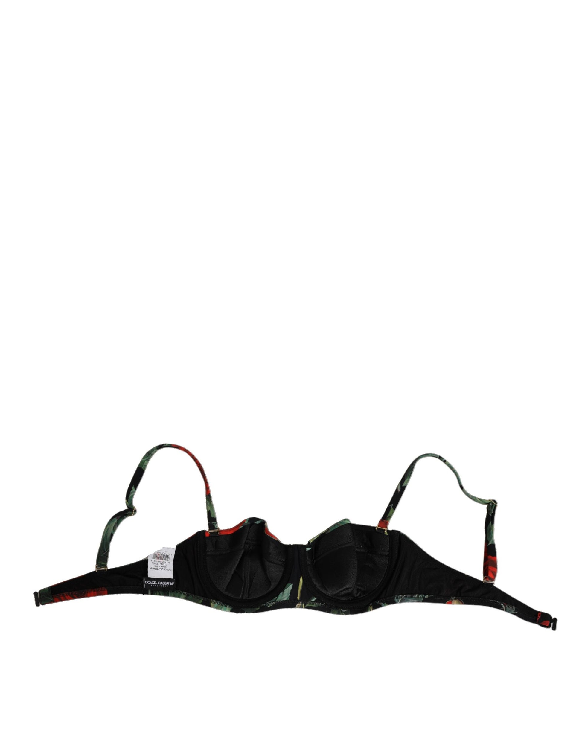 Black Floral Nylon Padded Balconnet Bra Underwear