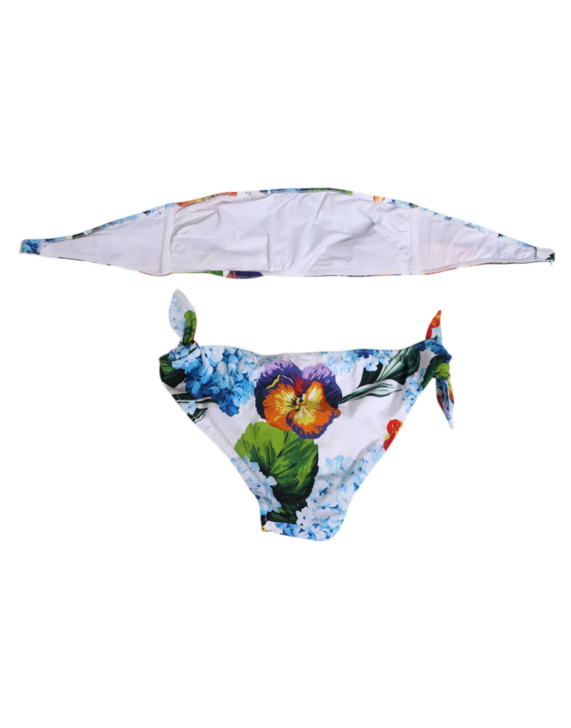 White Floral Swimsuit 2 Piece Top Bottom Swimwear