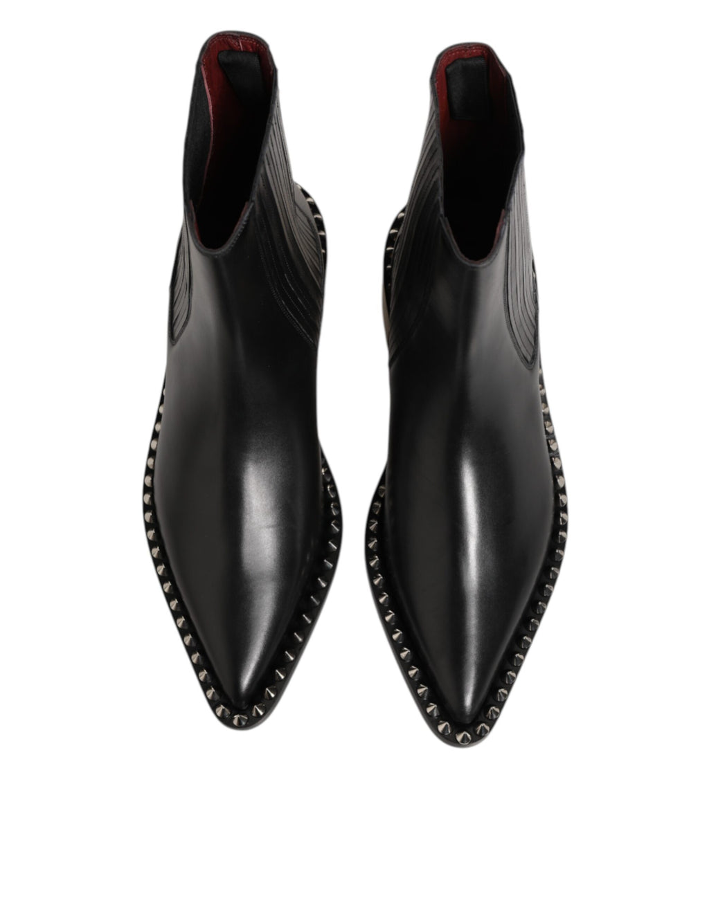 Black Leather Studded Men Short Boots Shoes