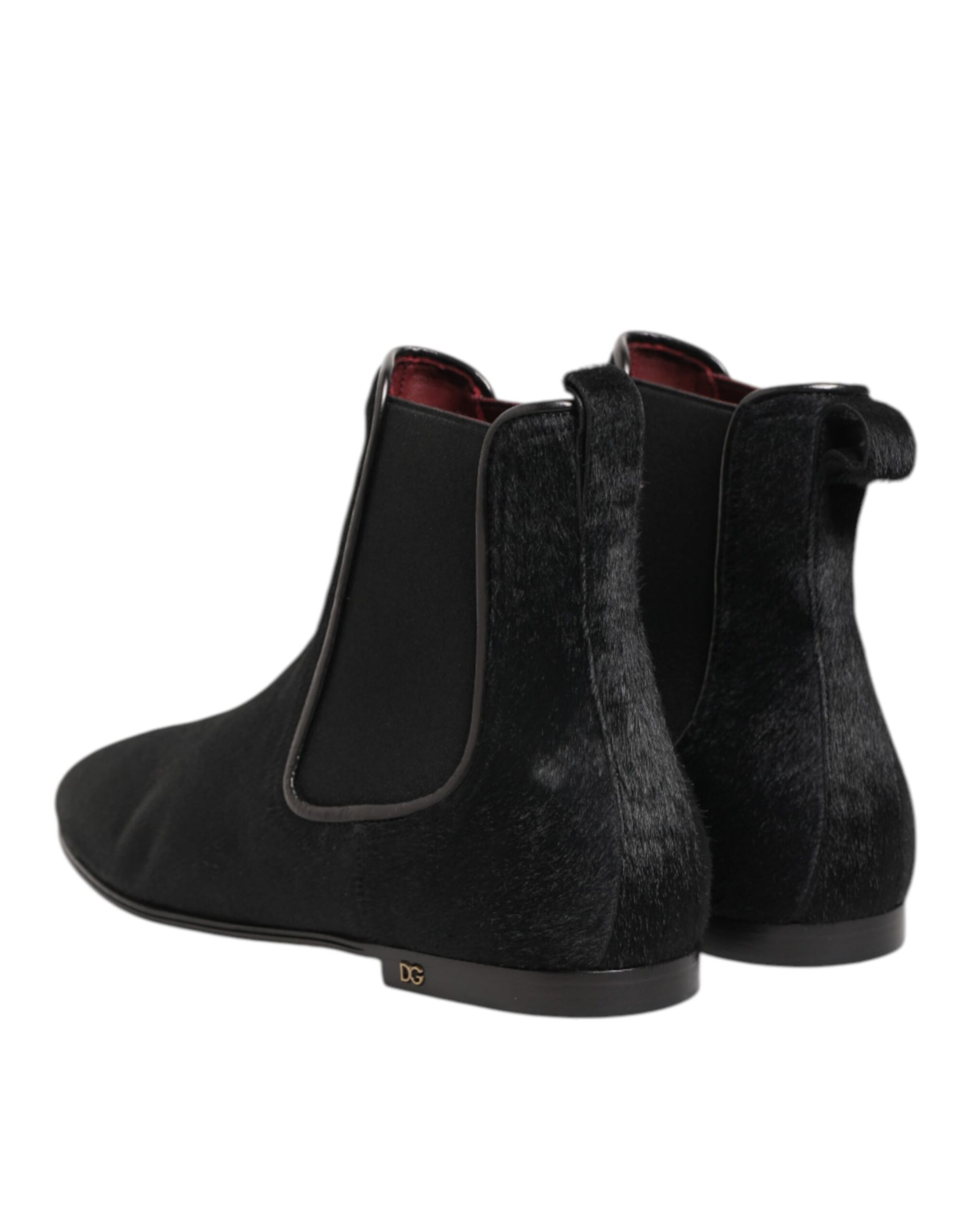 Black Leather Fur Men CHELSEA Boots Shoes