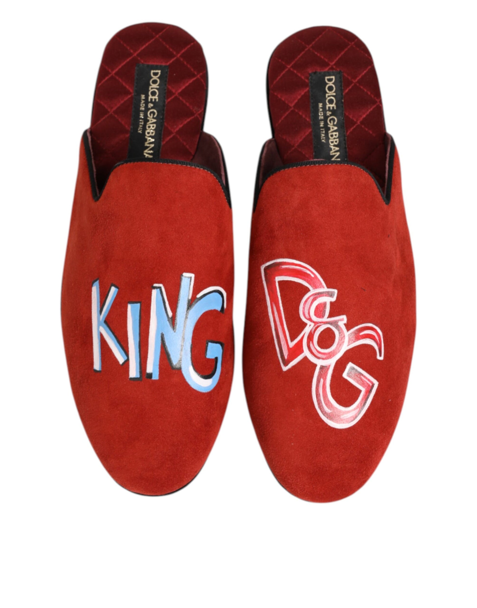 Red Suede DG King Men House Slippers Shoes