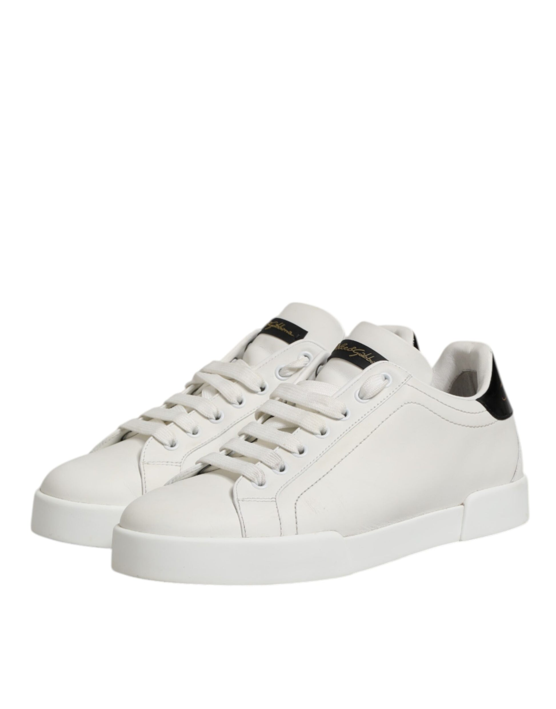 White Black Leather Low Top Men Sneakers Shoes
