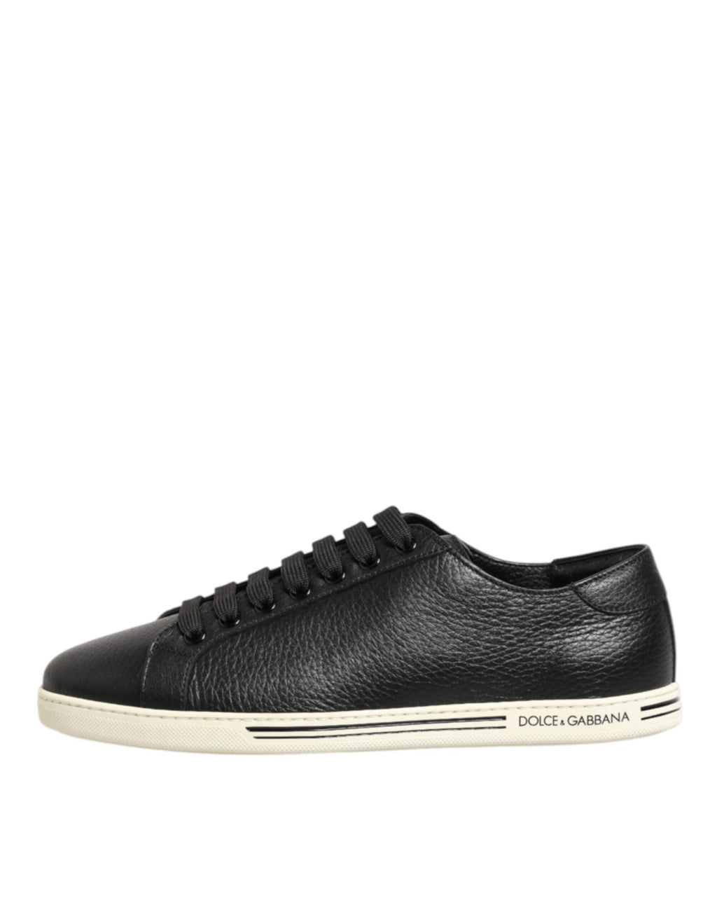 Black Leather Lace Up Low Top Sneakers Shoes