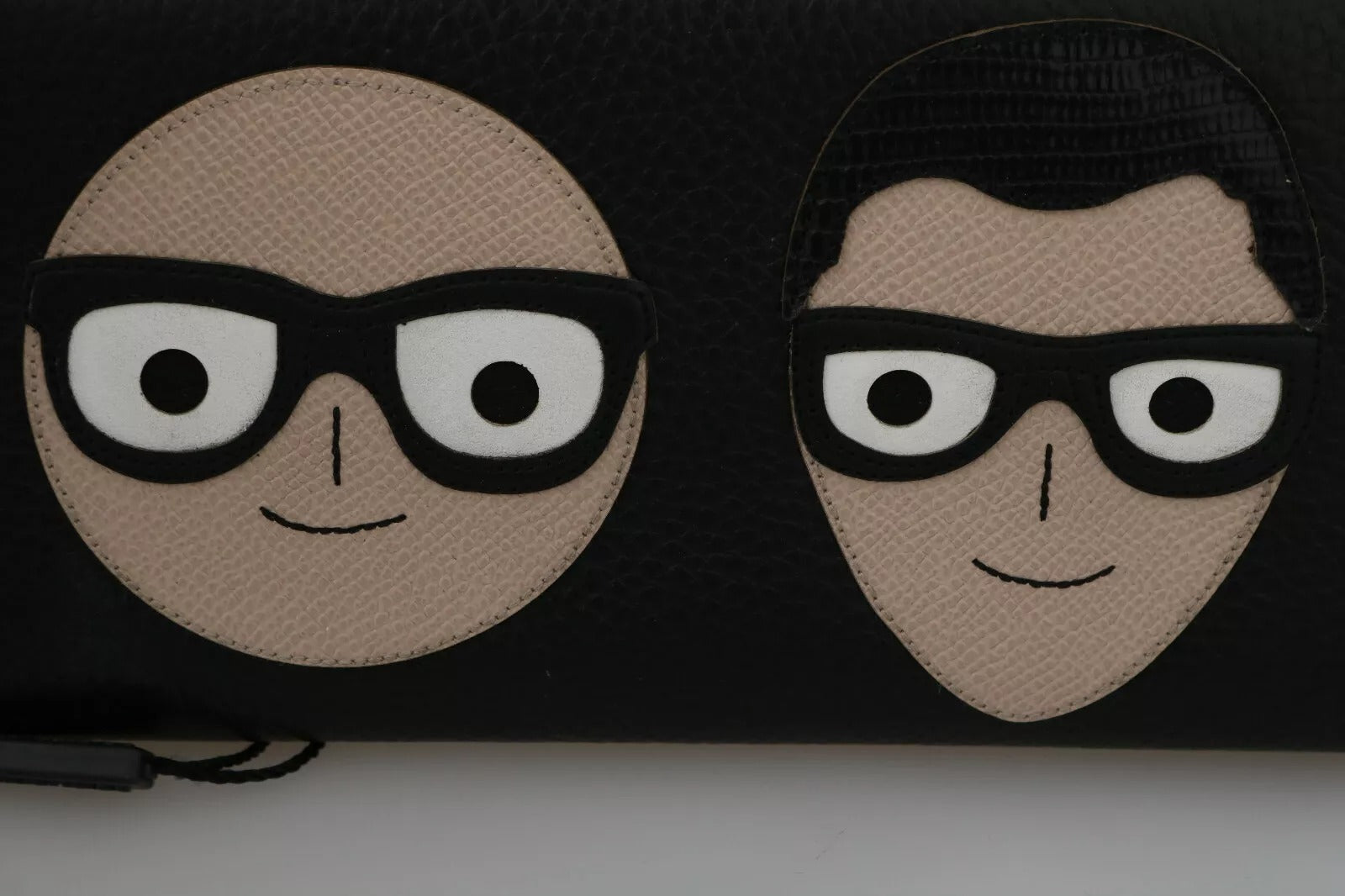 Black Leather #DGFAMILY Zipper Continental Mens Wallet