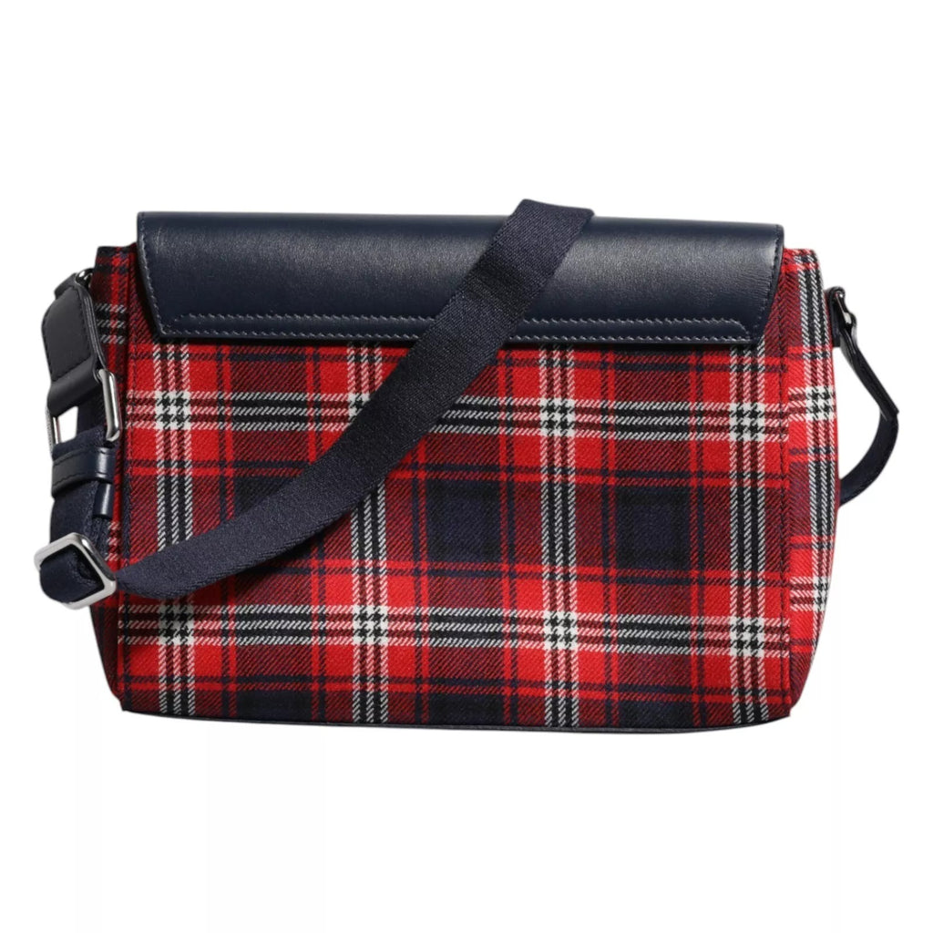 Multicolor Plaid Wool Calfskin Tartan Satchel Bag