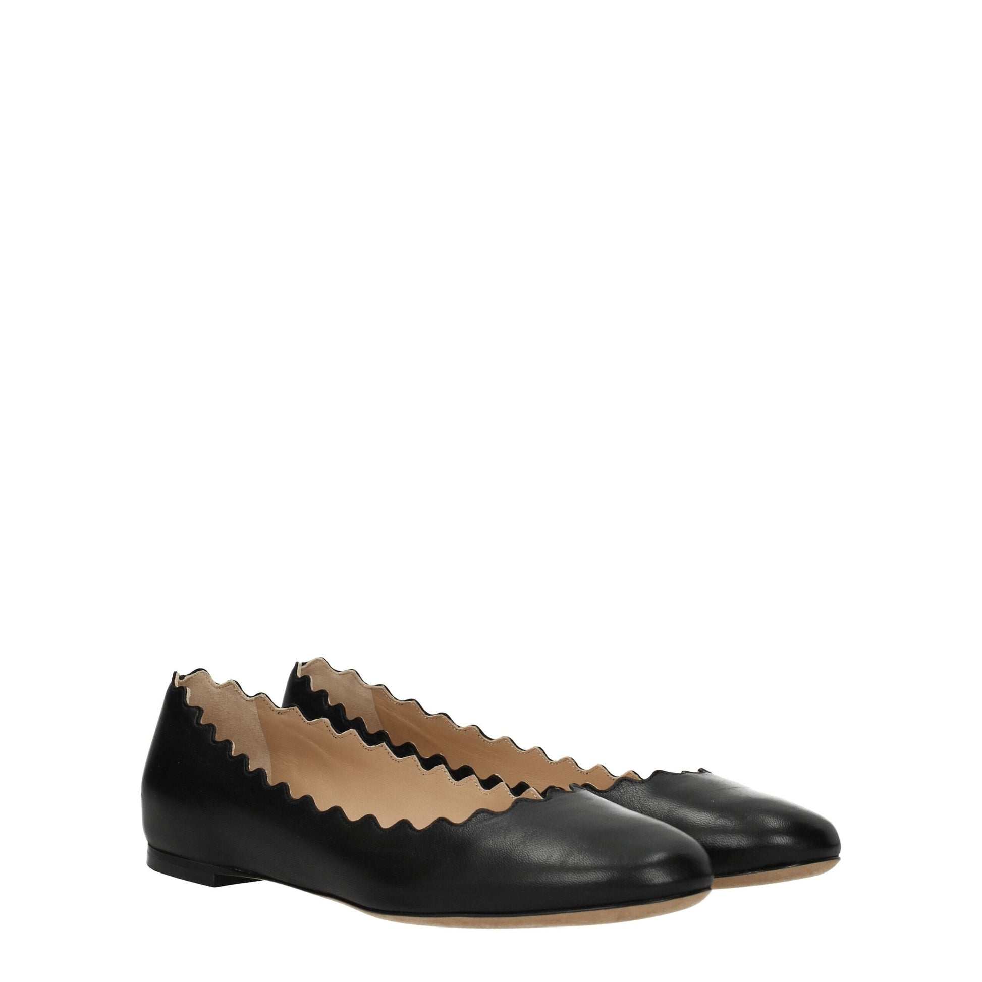 Black Leather Ballet Flats