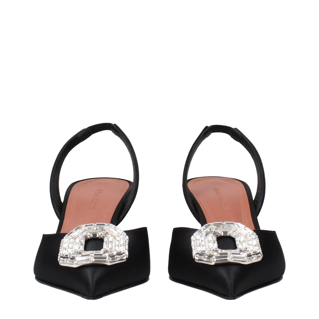 Black Satin Stiletto Heels Sandals