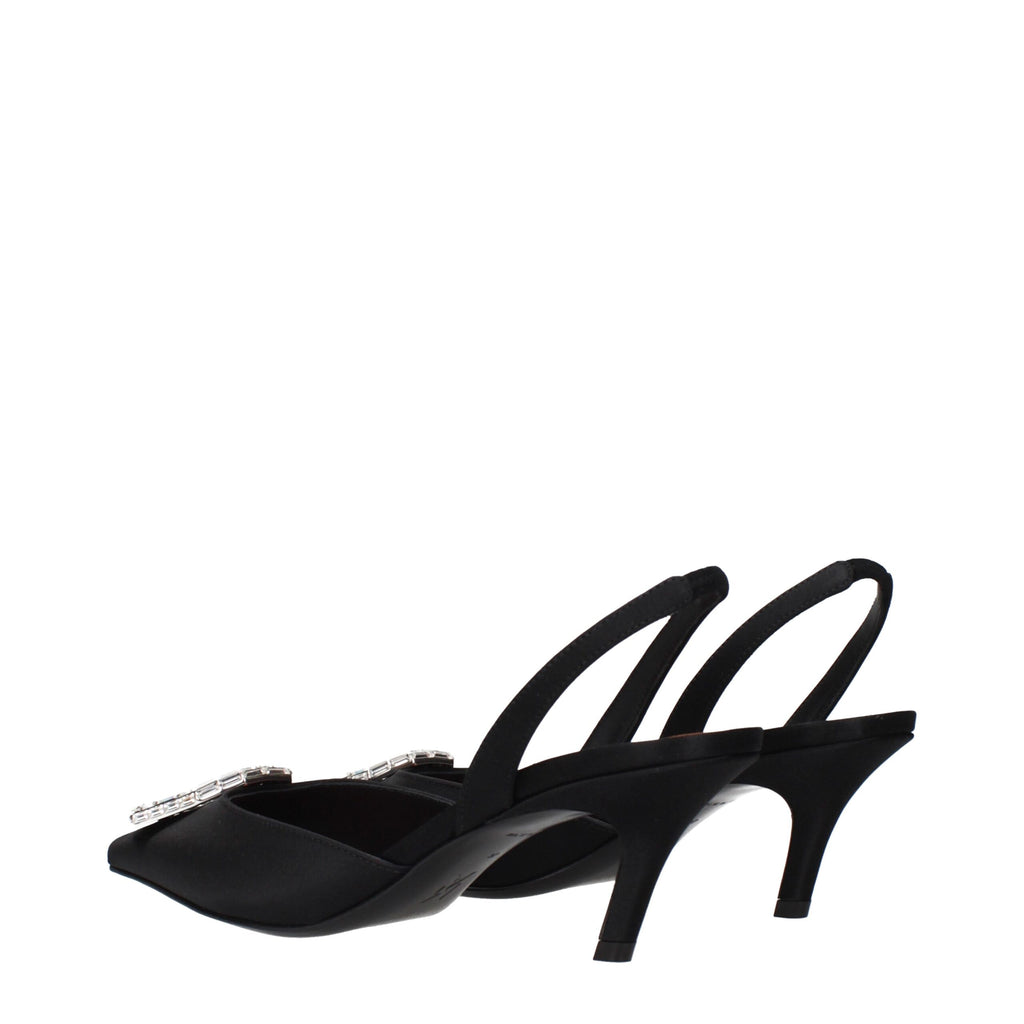 Black Satin Stiletto Heels Sandals