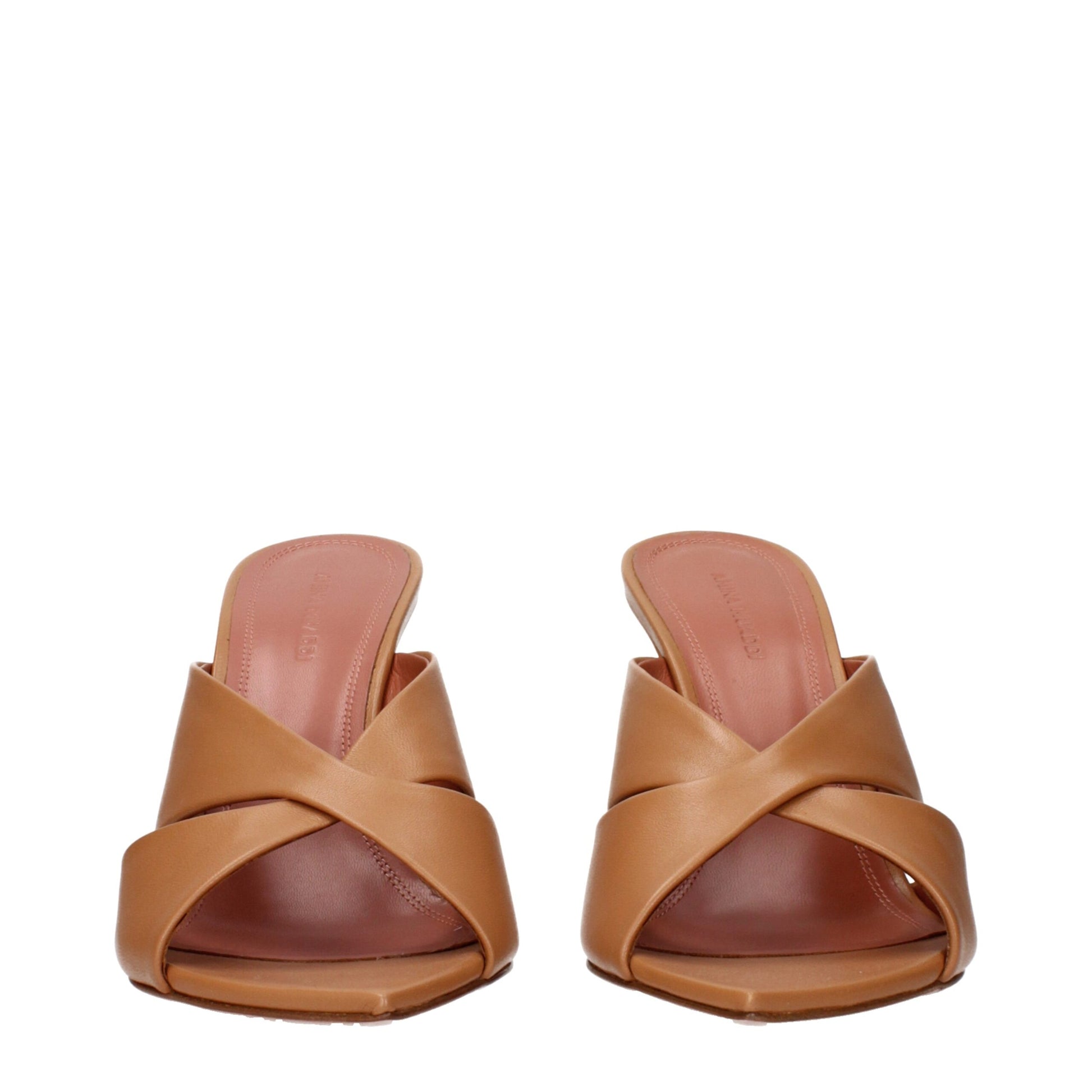 Brown Leather Stiletto Heel Sandals