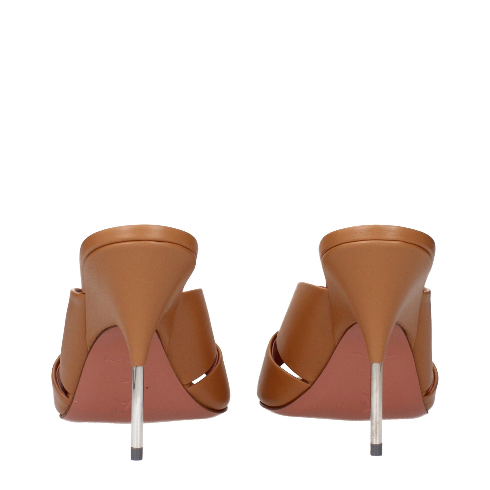 Brown Leather Stiletto Heel Sandals
