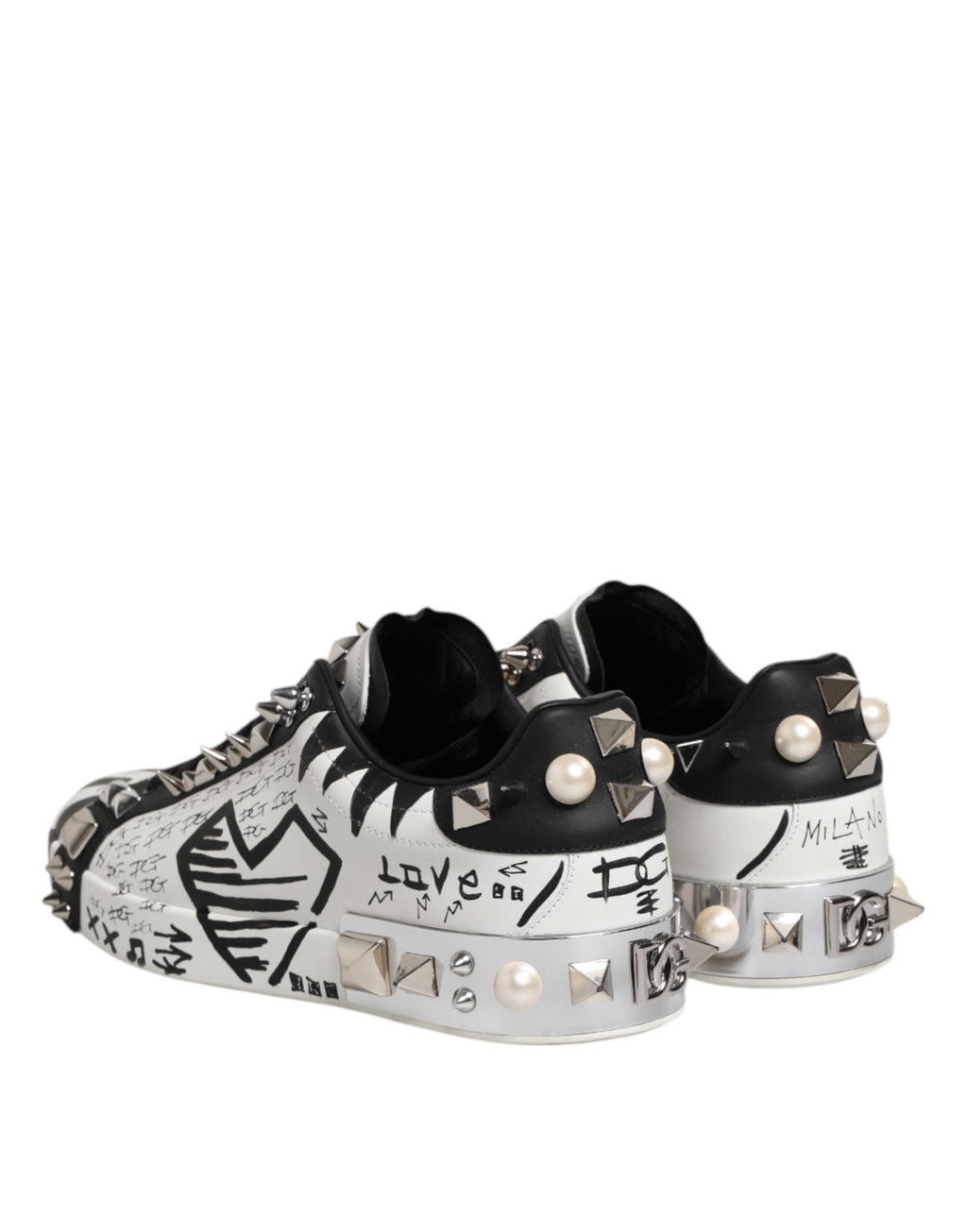 White Portofino Studded Men Sneakers Shoes