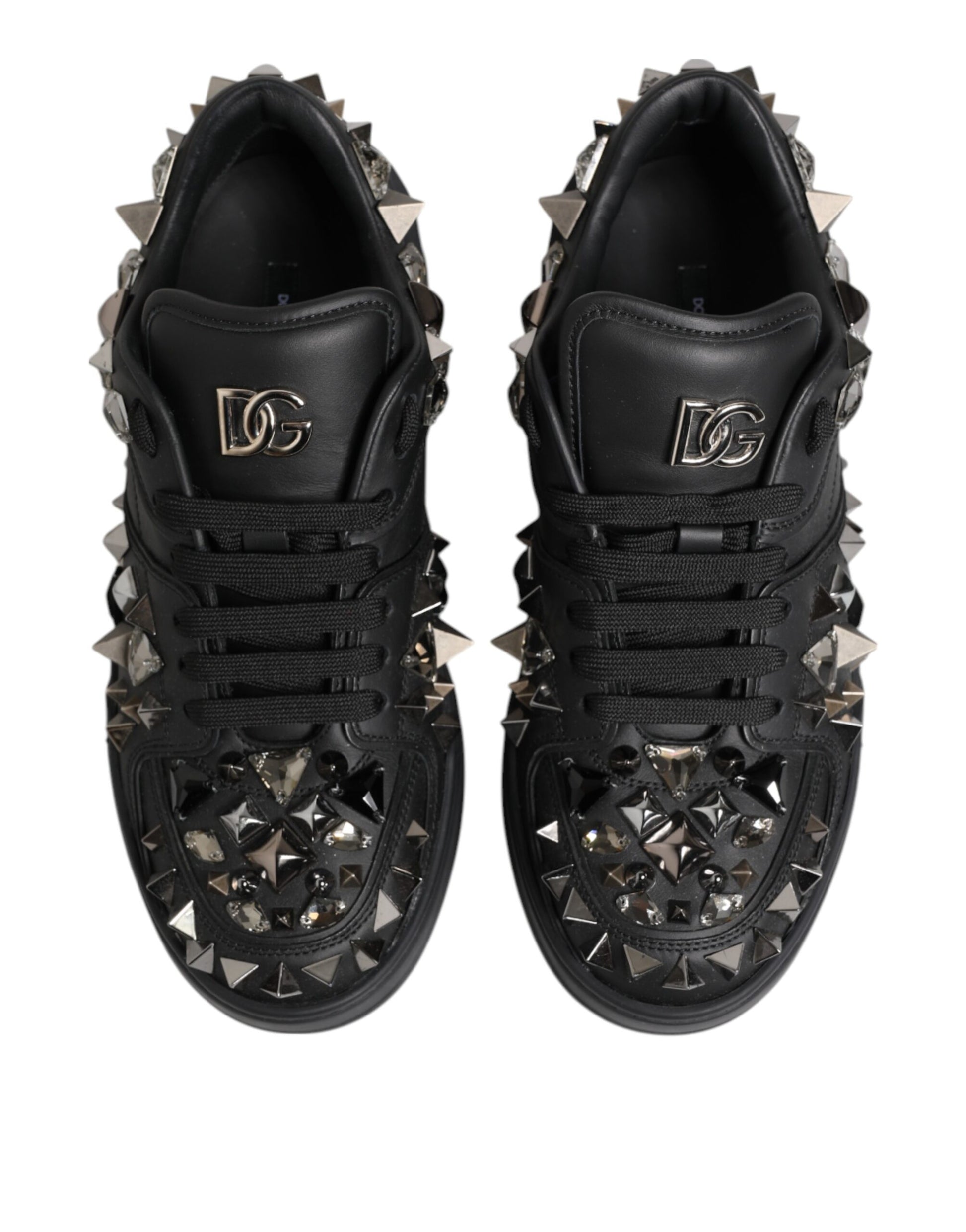 Black Portofino Studded Men Sneakers Shoes