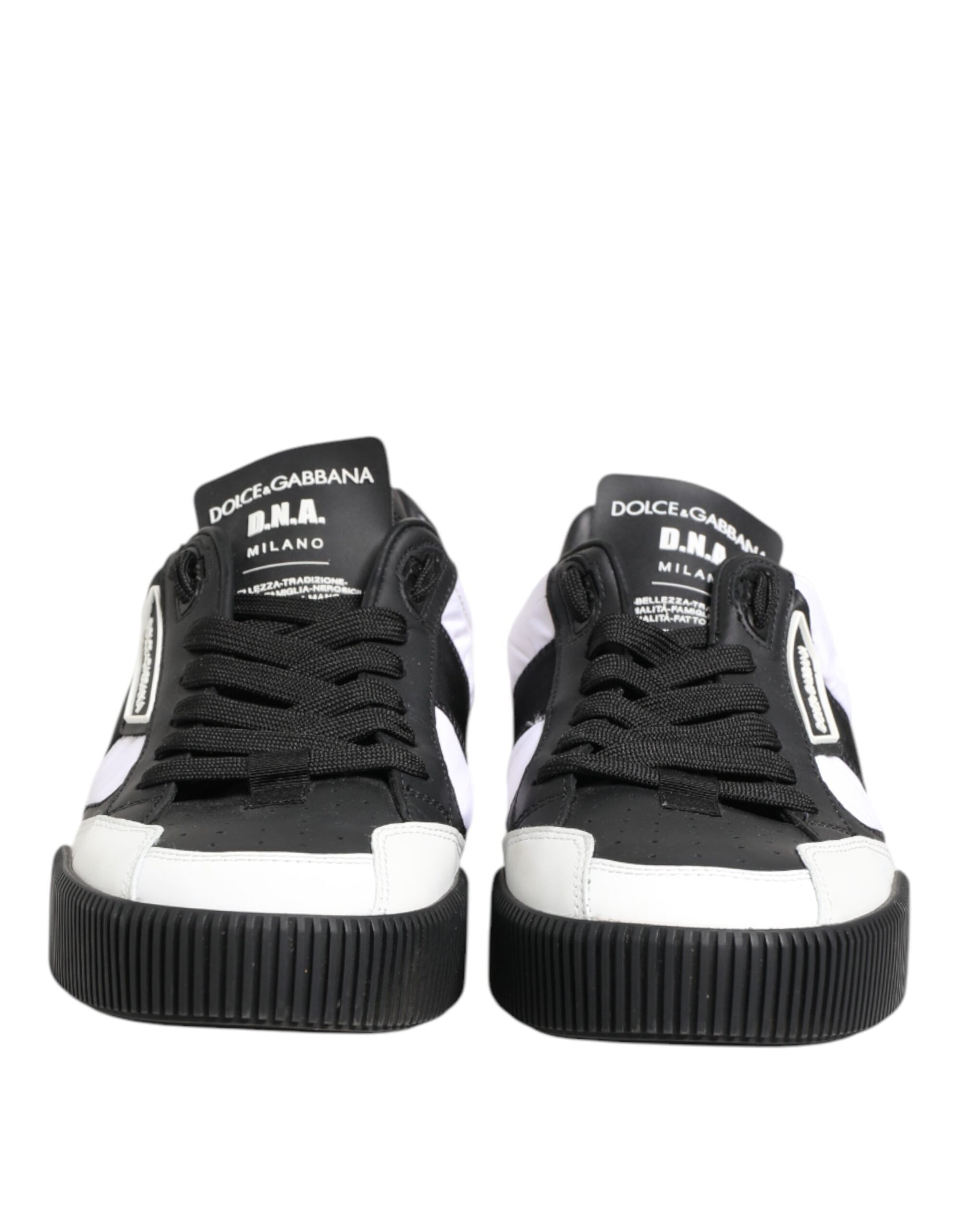 Black White Leather MIAMI Low Top Sneakers Shoes