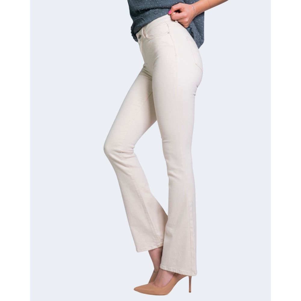 Cream Cotton Bootcut Jeans
