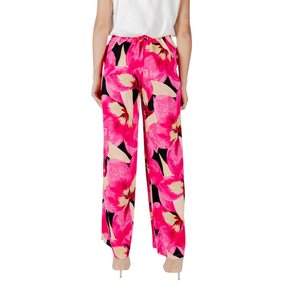 Pink Viscose Casual Pants