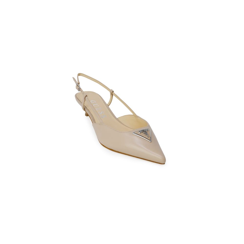 Beige Polyester High Heel Pumps